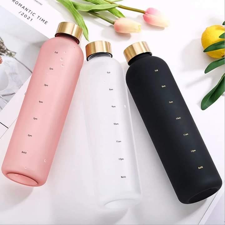 Motivational Reusable water bottle - Colorful plastic body bottle  - One liter water Bottle Myle Cart