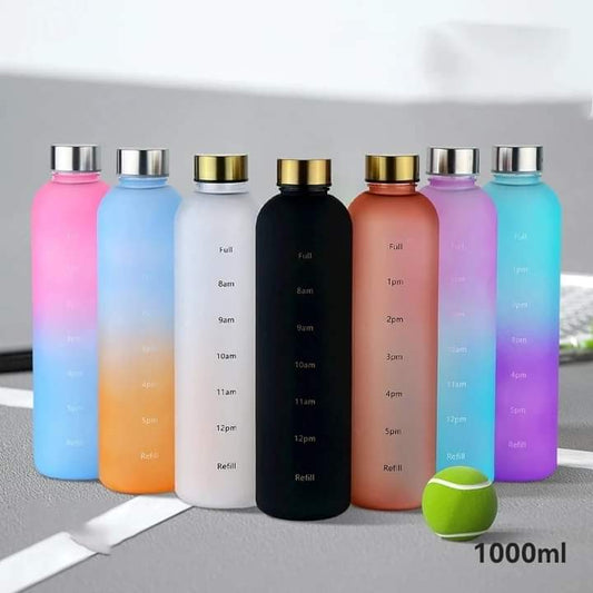 Motivational Reusable water bottle - Colorful plastic body bottle  - One liter water Bottle Myle Cart