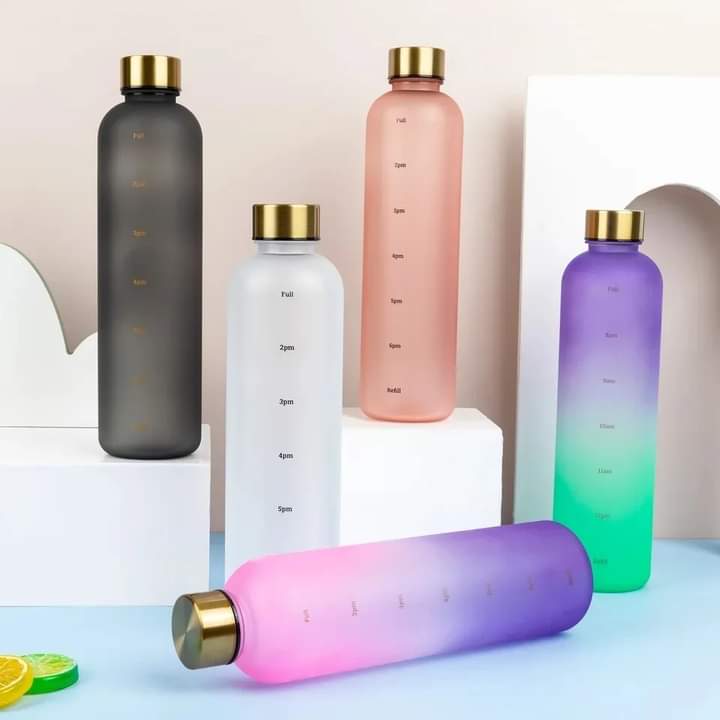 Motivational Reusable water bottle - Colorful plastic body bottle  - One liter water Bottle Myle Cart