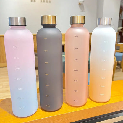 Motivational Reusable water bottle - Colorful plastic body bottle  - One liter water Bottle Myle Cart