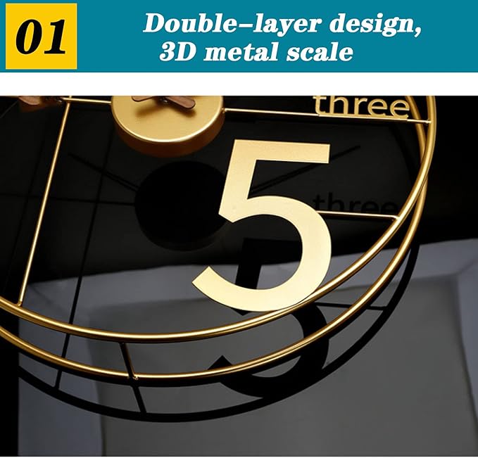 Sleek, 20-inch Metal Wall Clock Myle Cart