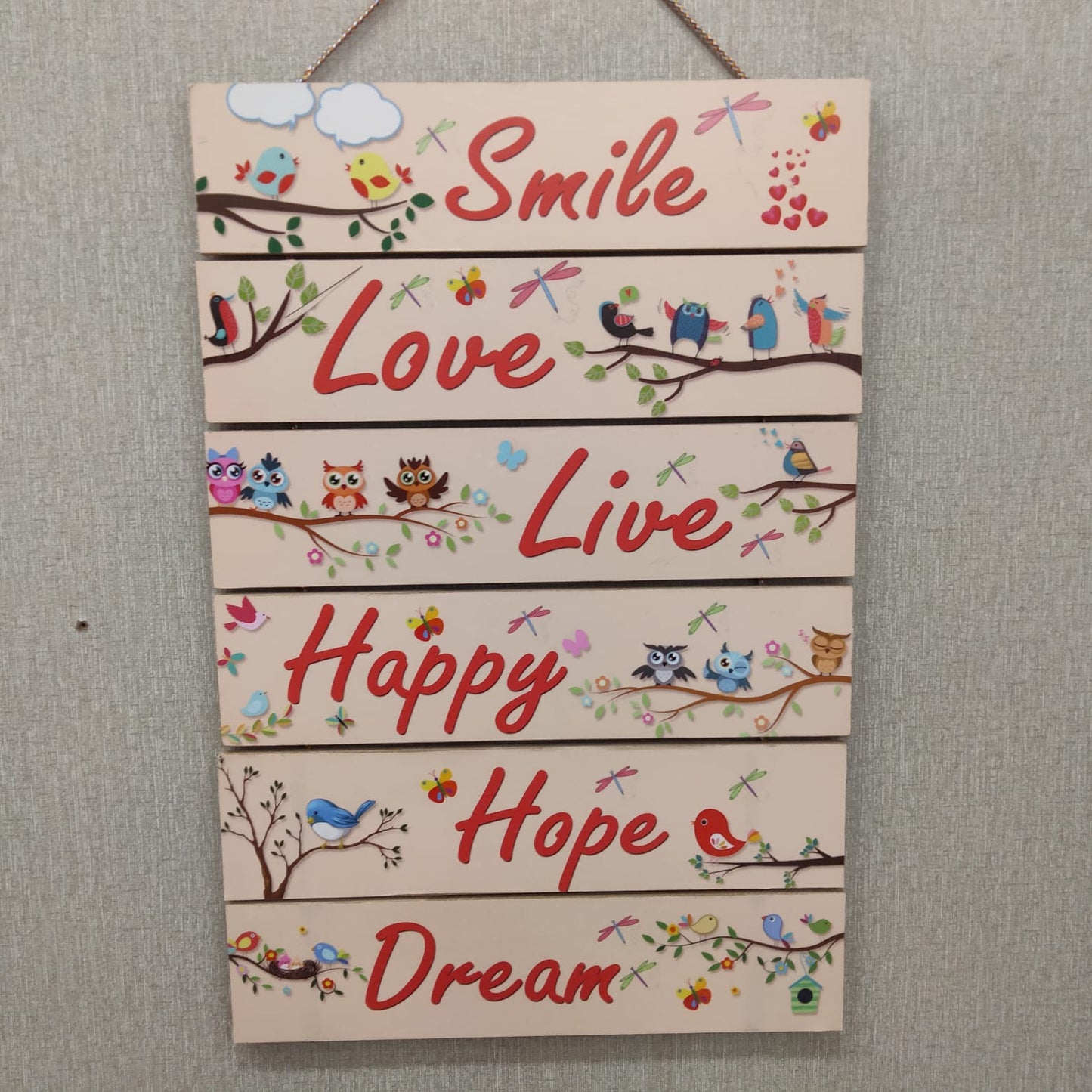 Smile Love  live happy quotation hanging- wall decoration hanging Myle Cart