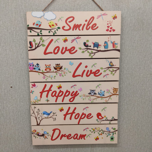 Smile Love  live happy quotation hanging- wall decoration hanging Myle Cart
