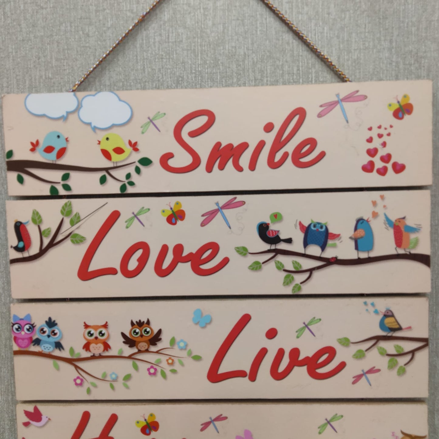 Smile Love  live happy quotation hanging- wall decoration hanging Myle Cart