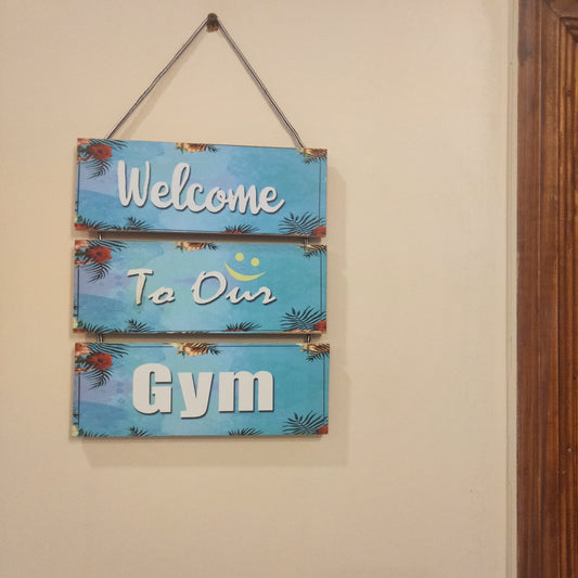 Welcome to Our Gym Wall Quotaiton Hanging Gym related wall hanging Myle Cart