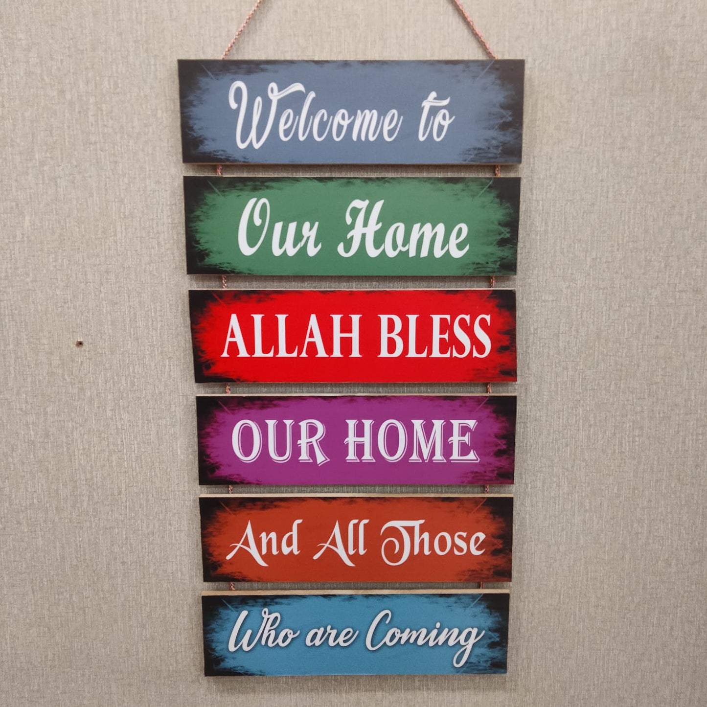 Welcome to our home Allah bless Wall hanging- wall decoration quotes Myle Cart