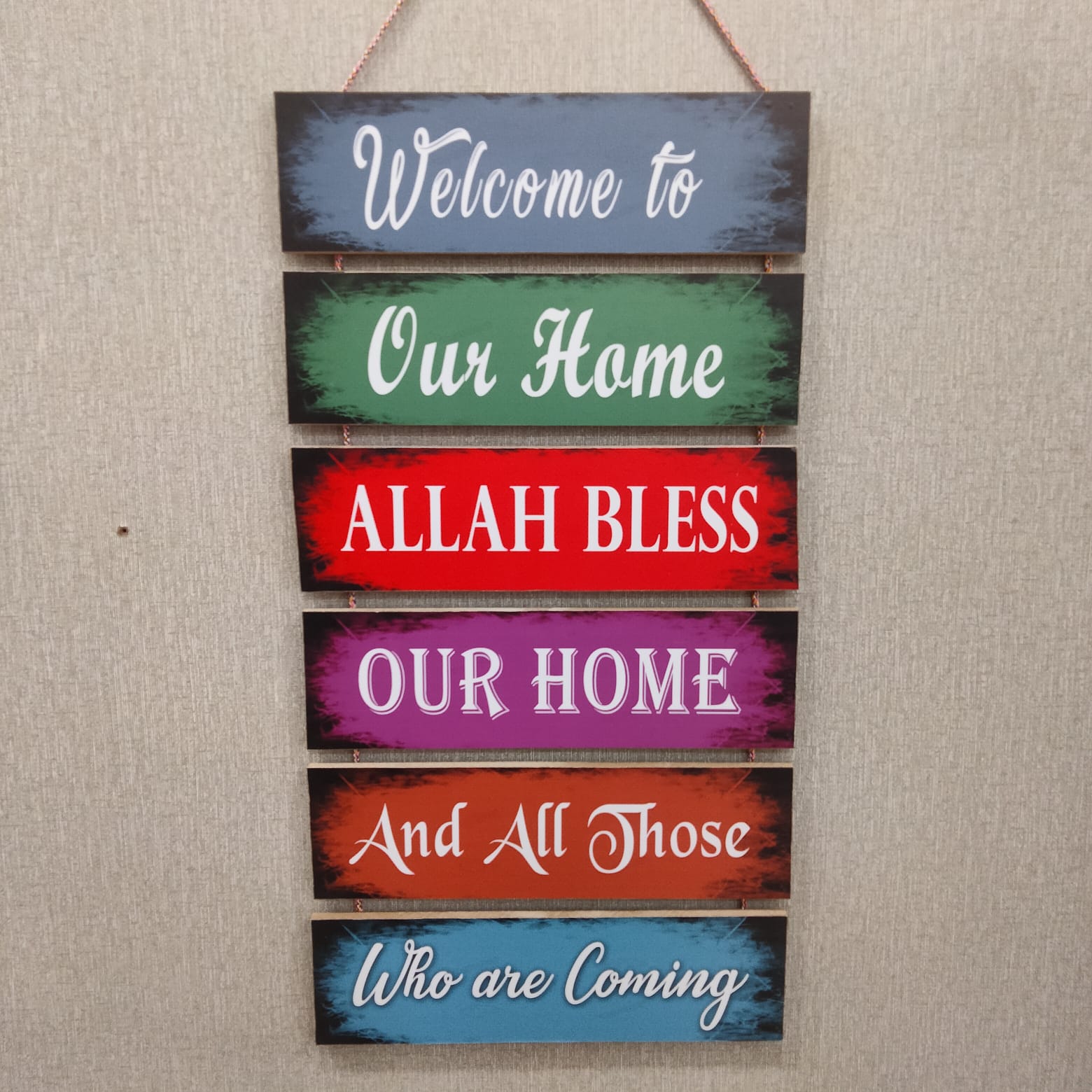 Welcome to our home Allah bless Wall hanging- wall decoration quotes Myle Cart