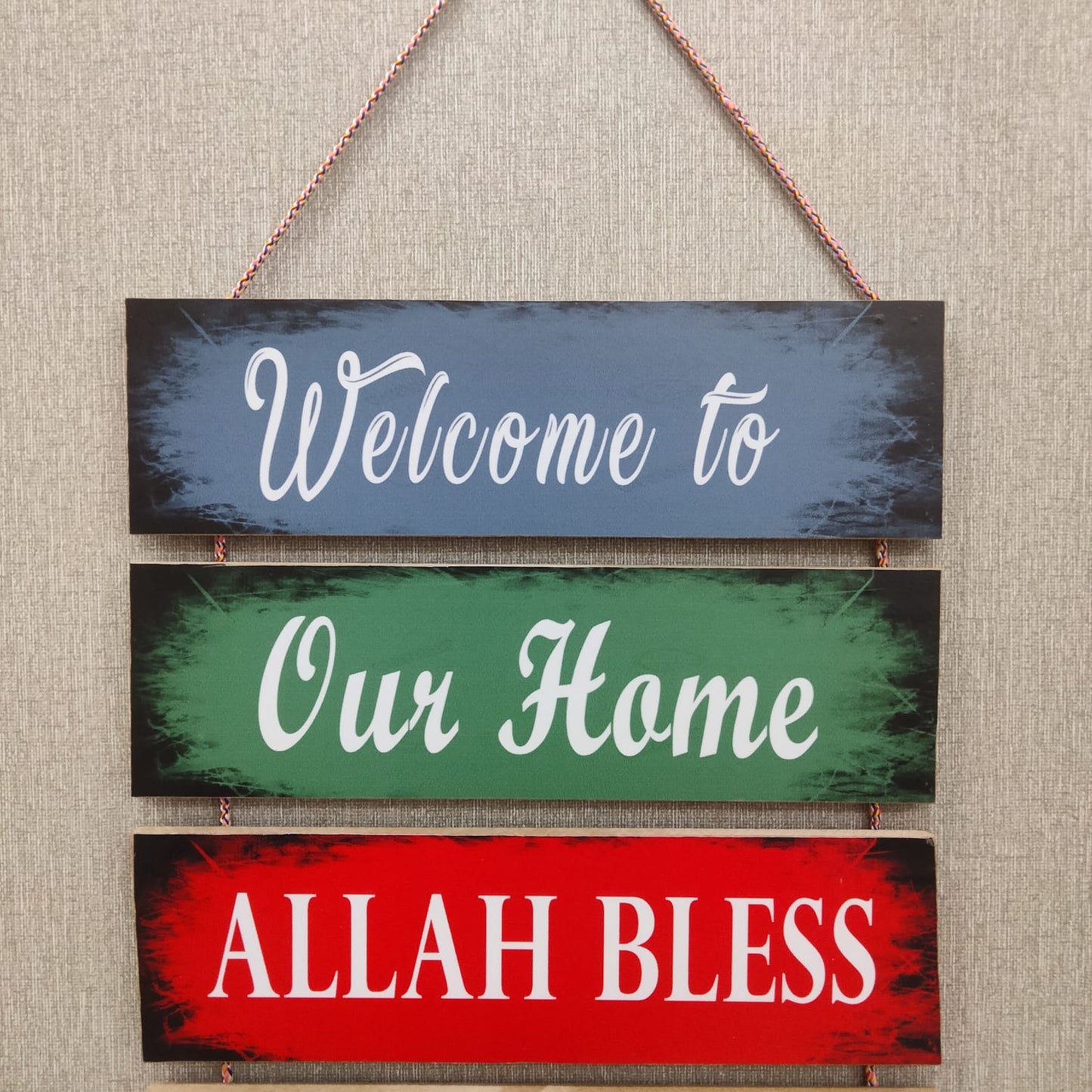 Welcome to our home Allah bless Wall hanging- wall decoration quotes Myle Cart