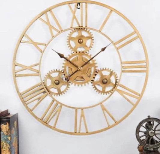 20" Metal Gear Wall Clock - 1-Year Warranty