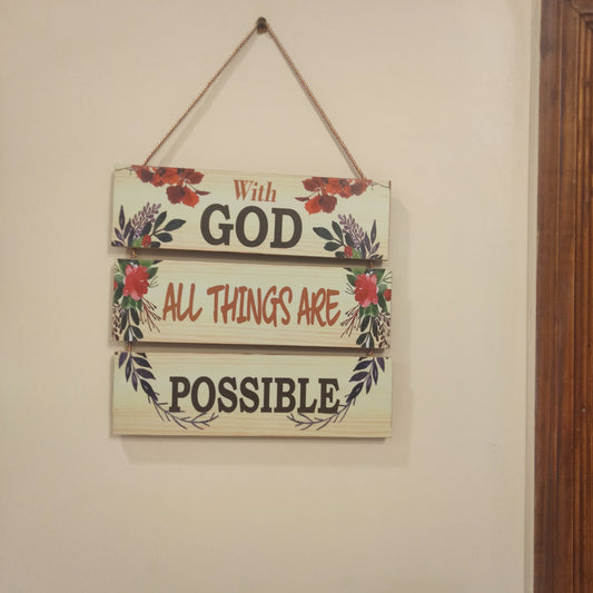 With God all things are possible quote wall decoration hanging Myle Cart