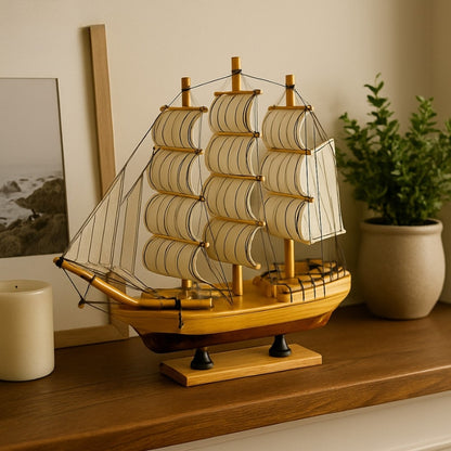 Wooden Sailing Ship Model – Nautical Theme Home Decor Gift