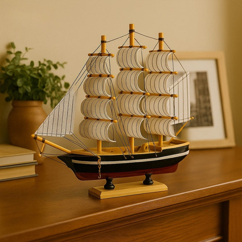 Wooden Sailing Ship Model – Nautical Theme Home Decor Gift