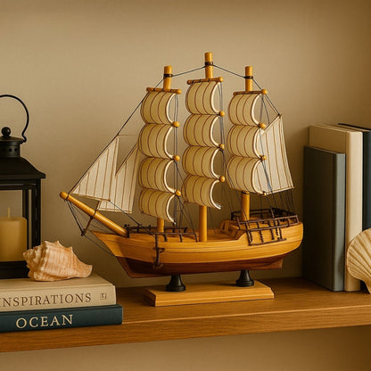 Wooden Sailing Ship Model – Nautical Theme Home Decor Gift